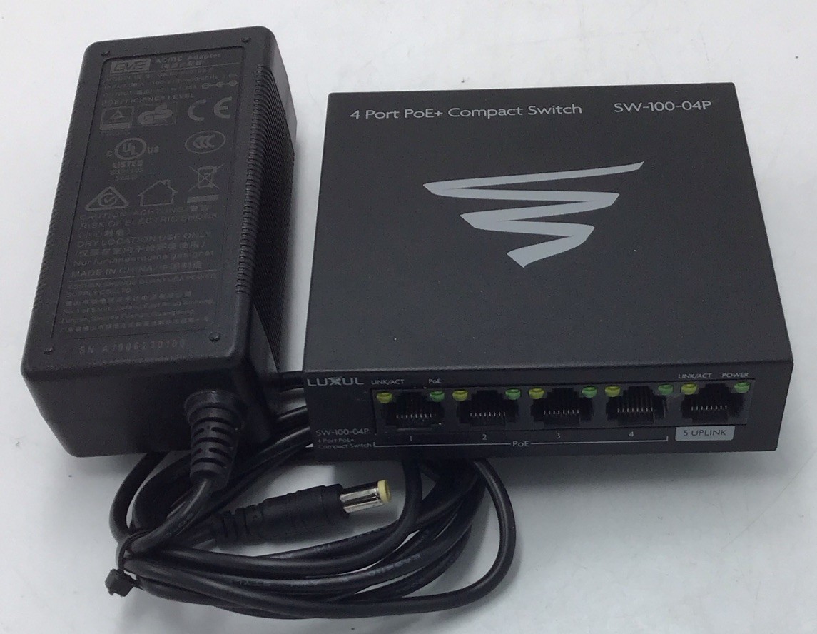 Luxul SW-100-04P 4-Port PoE+ Compact Unmanaged Gigabit Switch w/Uplink  u793