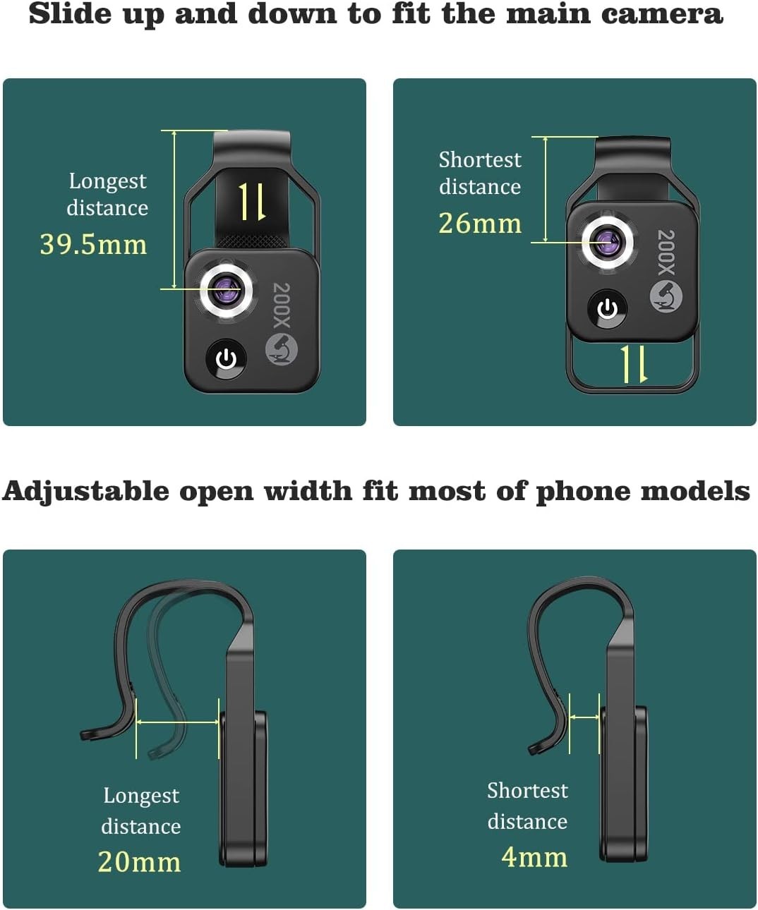 Phone Microscope with CPL Lens/LED Light, Nano Zoom 200X Pocket Microscope Ca...