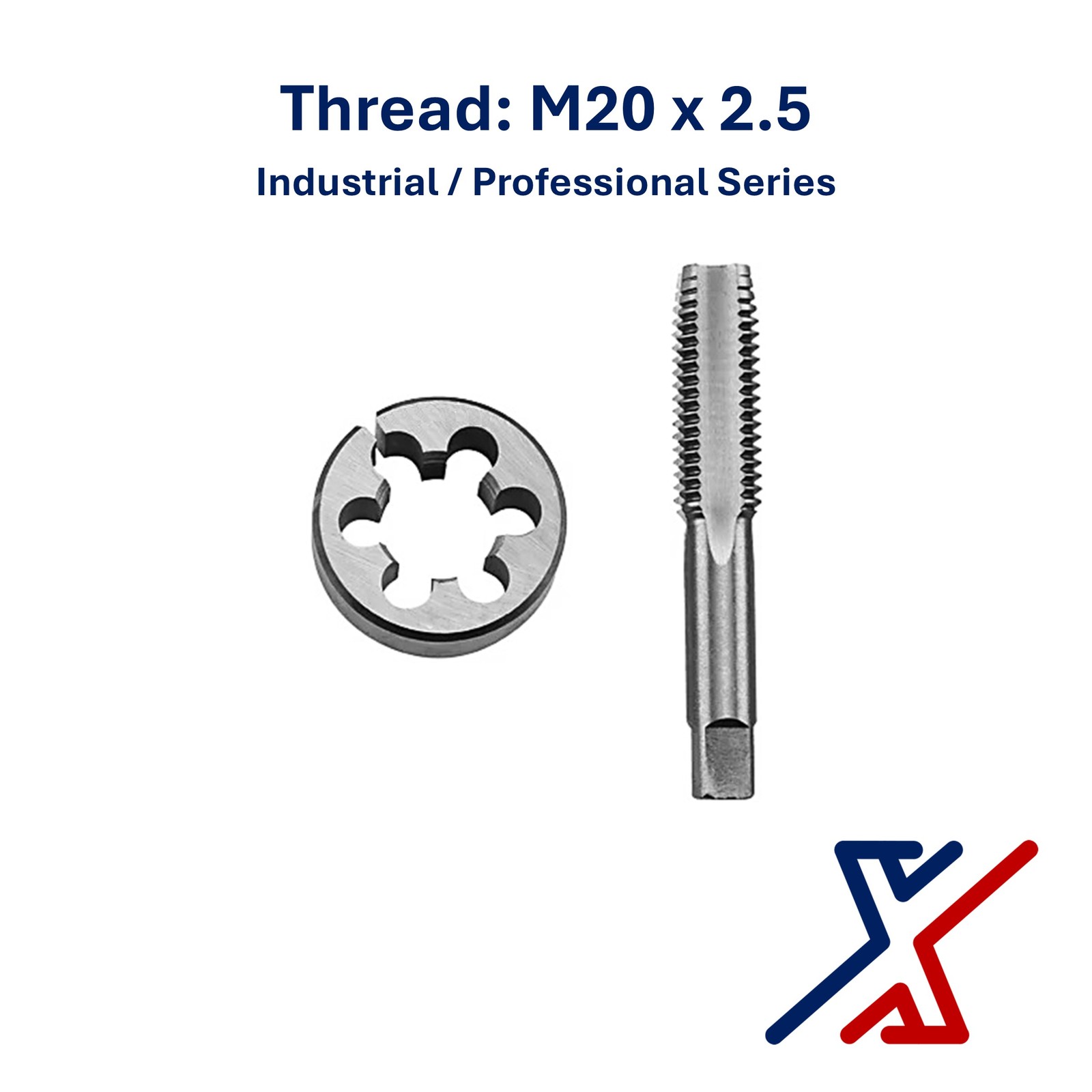 M20 x 2.5 Thread Industrial / Professional Series Tap & Die(1 Set) by X1 Tools