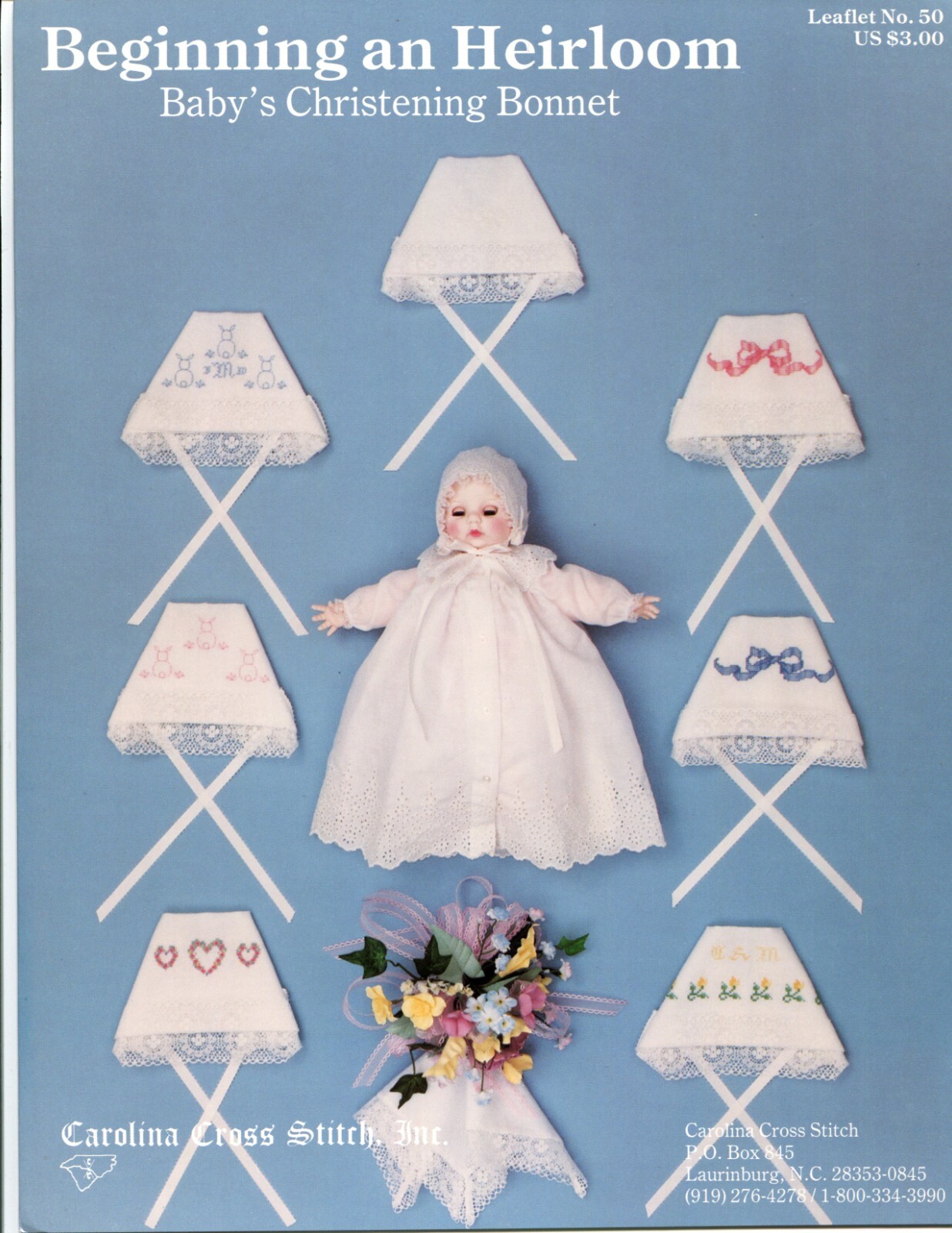 Beginning an Heirloom, Baby's Christening Bonnet, cross stitch -  Leaflet 50
