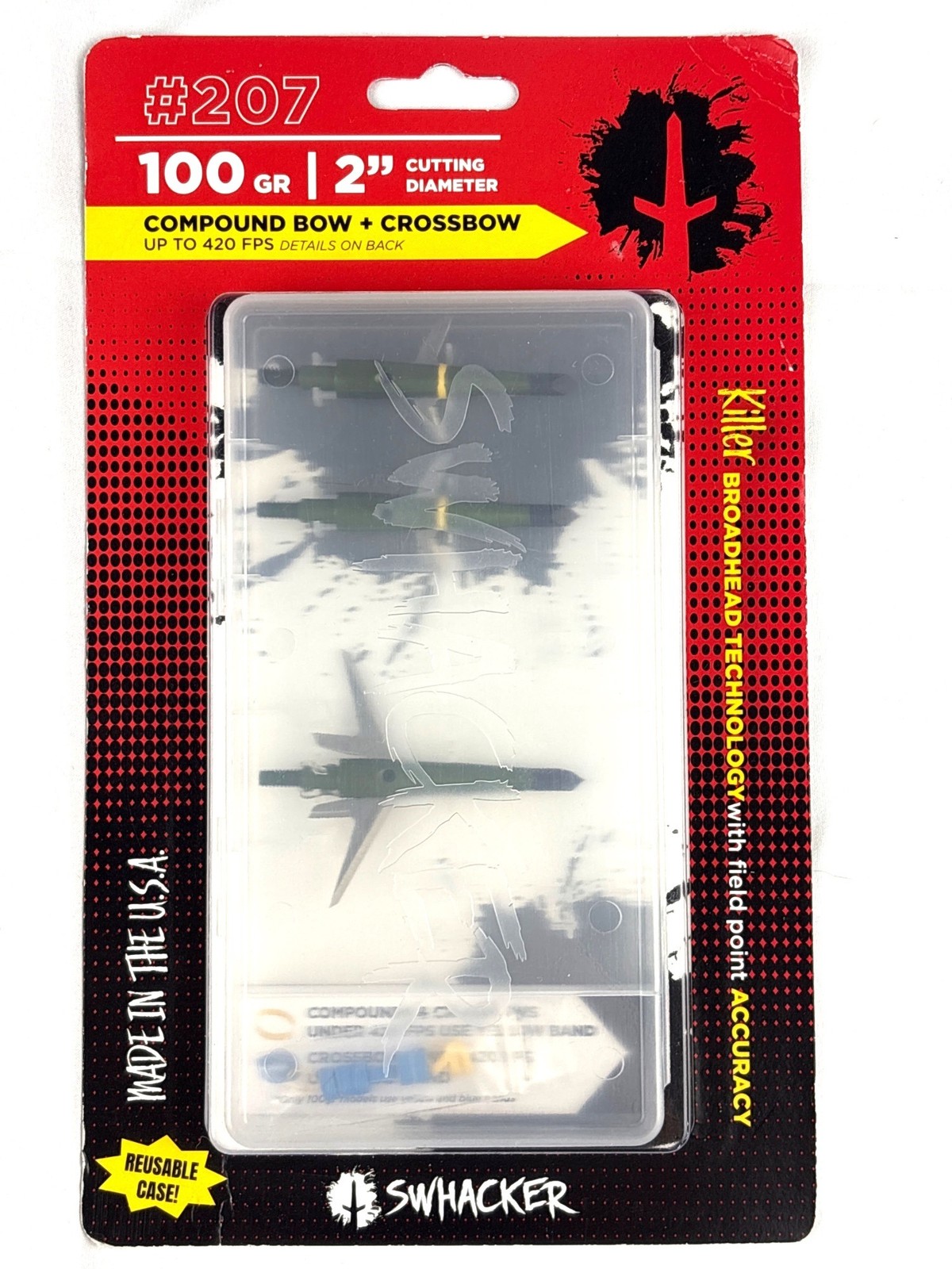 Swhacker #207 100gr 2" Cutting Diameter Broadheads For Compound & Crossbows
