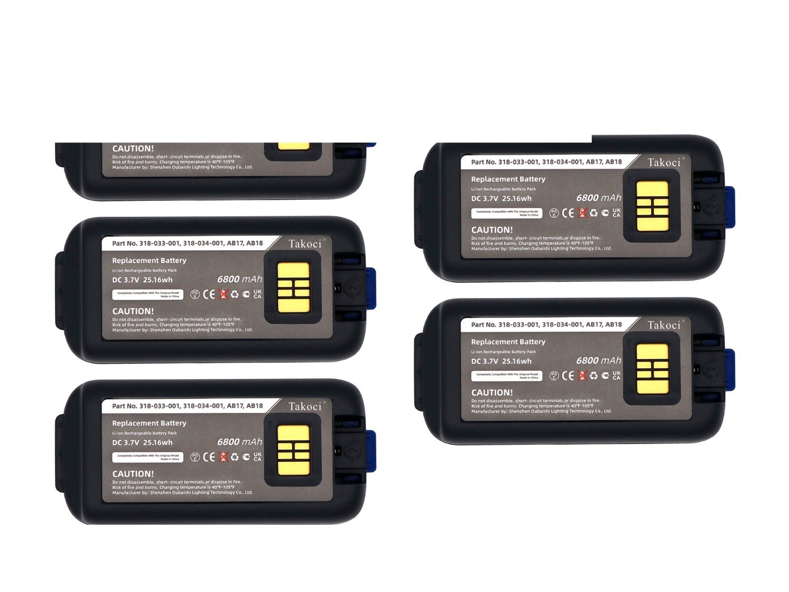 5PC 318-034-001 AB18 Battery for Intermec CK3 CK3A CK3X CK3R CK3C CK3C1 CK3N