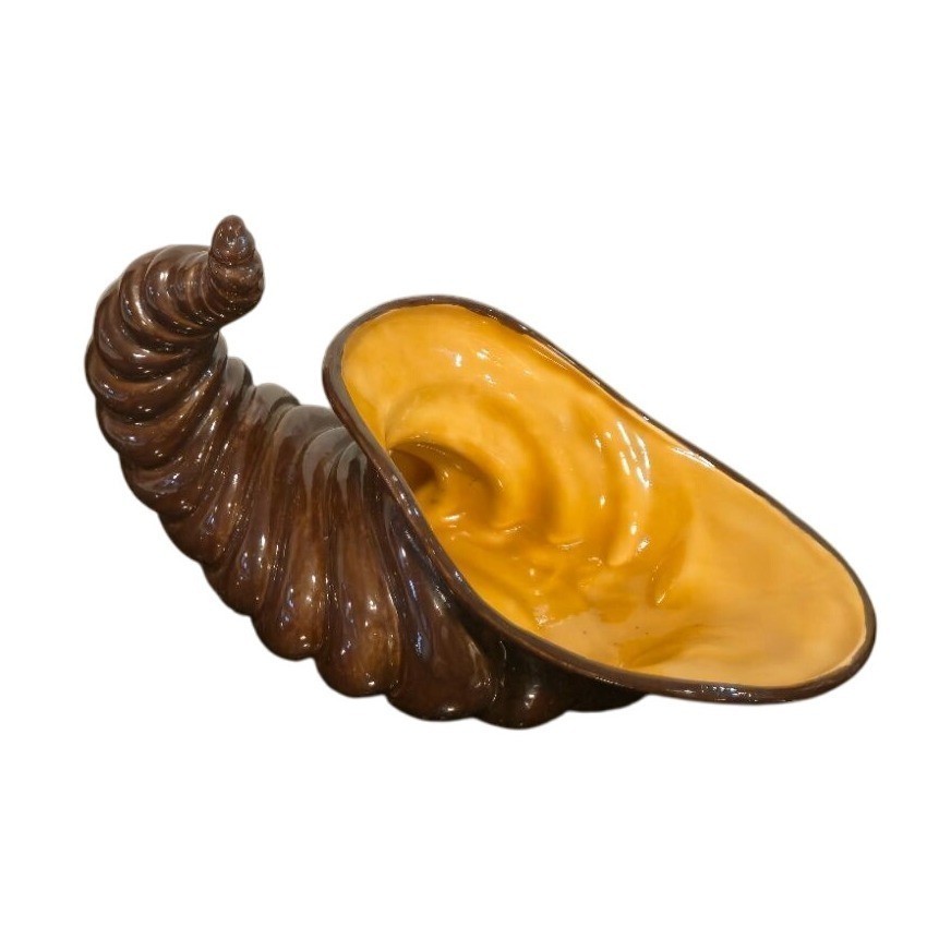 Vintage Cornucopia Planter Thanksgiving Centerpiece MCM Horn of plenty Pottery