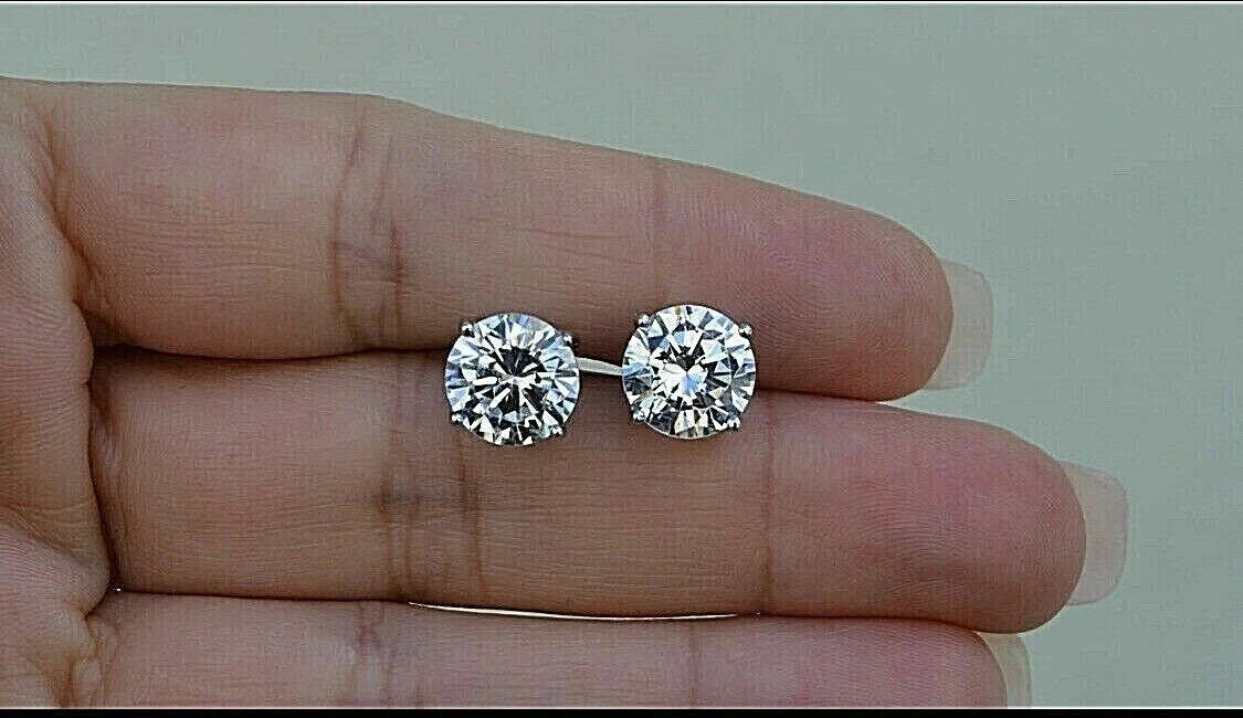 2Ct Lab-Created Diamond Solitaire Push Back Stud Earrings 14K White Gold Finish