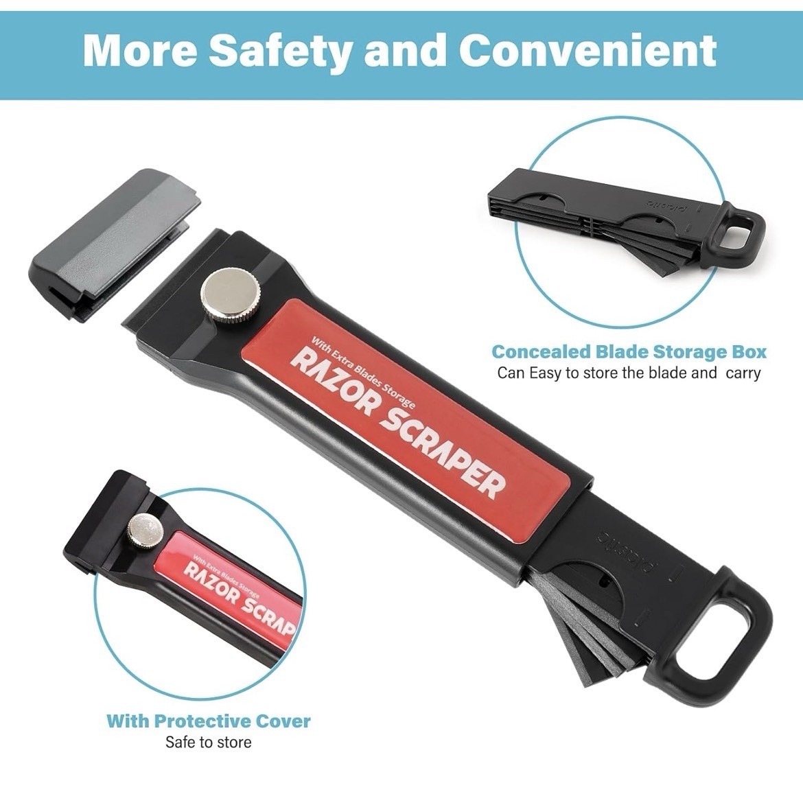 Plastic Razor Blade Scraper Tool with Blade Container 2PCS Razor Scraper