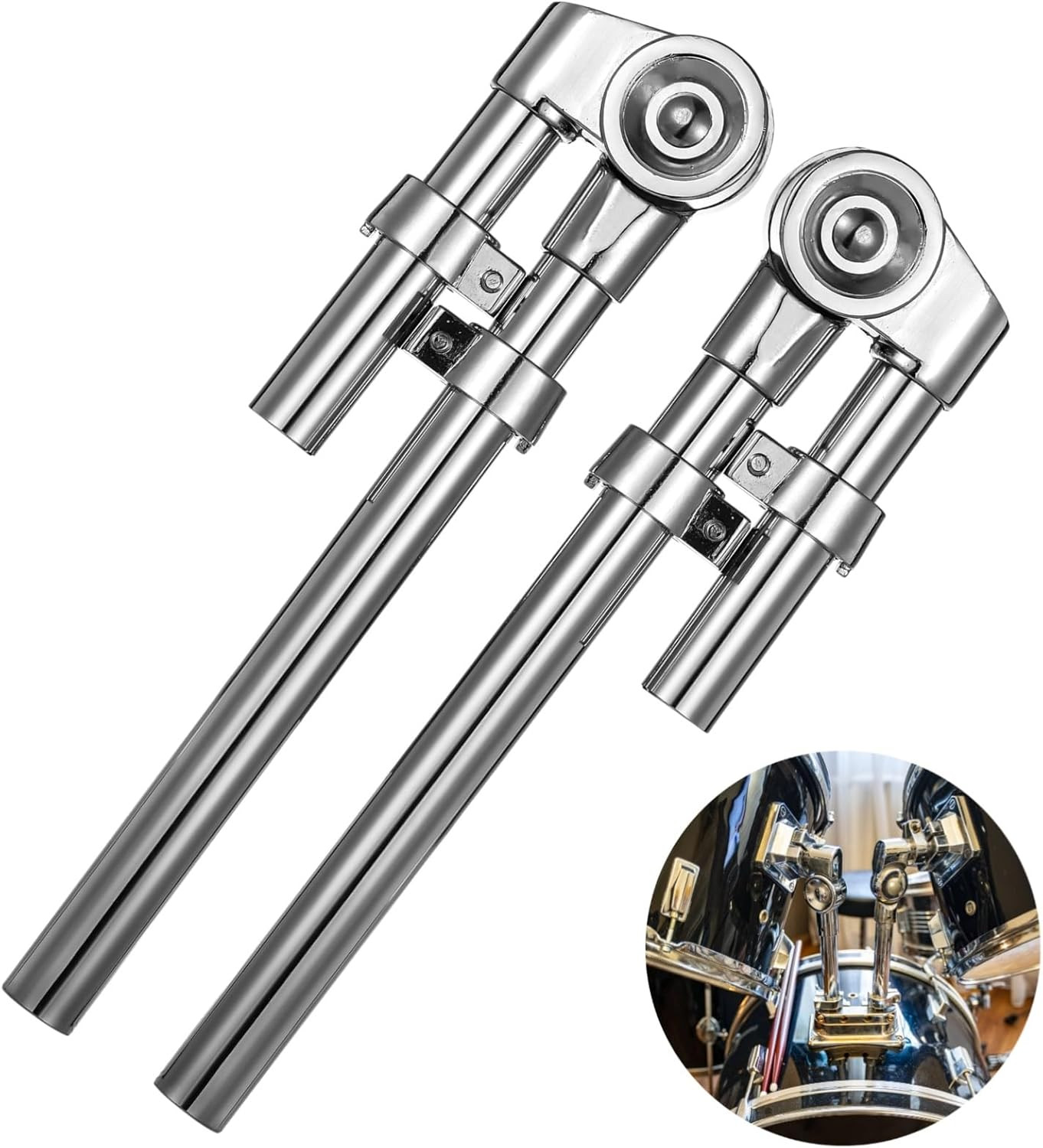 2 PCS Tom Drum Brackets, Tom Mount Holder Arm, Adjustable Tom Mounting Holder