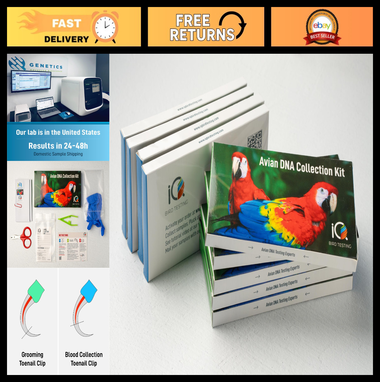 Accurate Bird DNA Gender Test Kit - Avian Sexing with Feather/Blood Sample - Pre