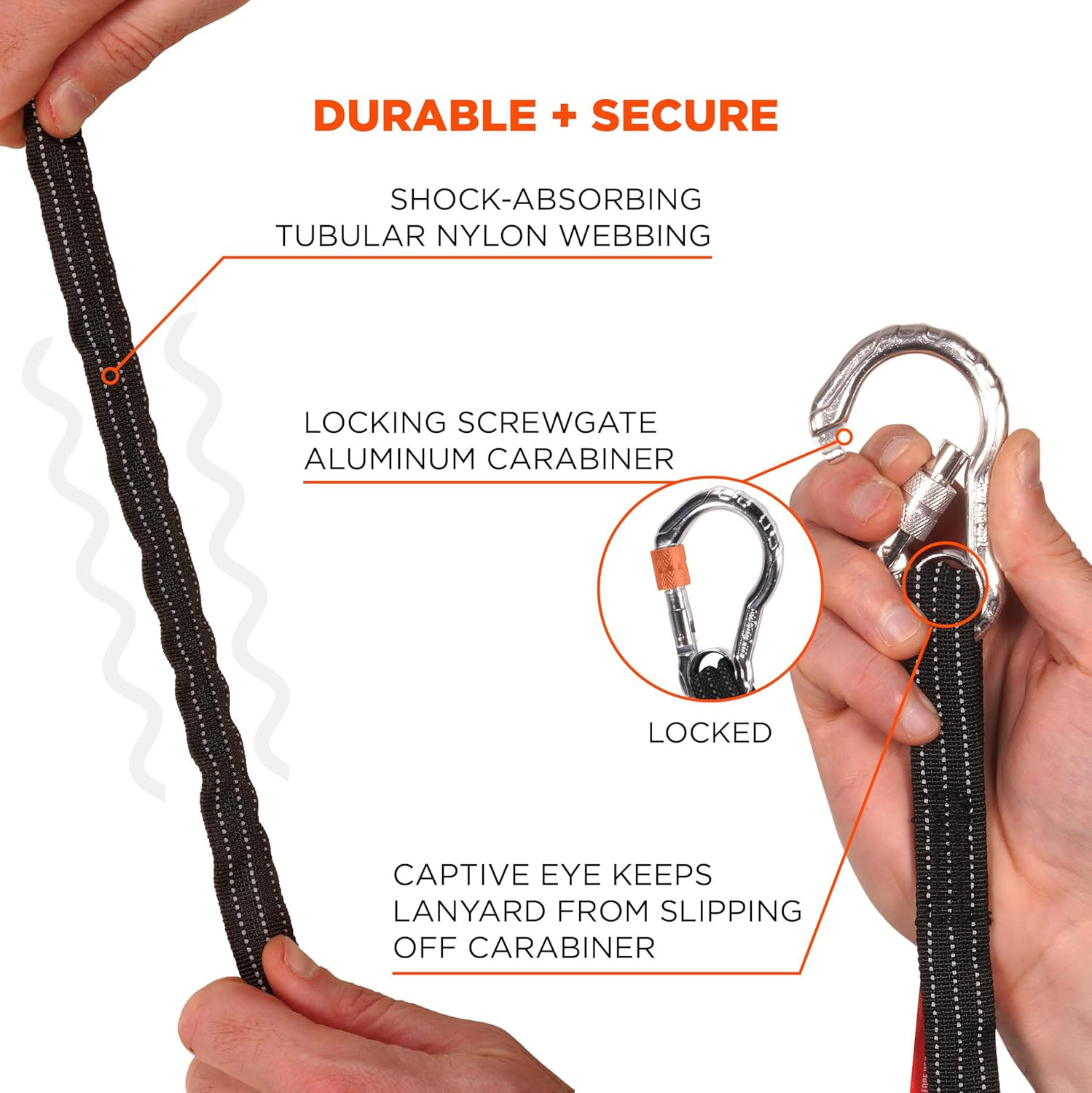 - 19002 Squids 3100 Tool Lanyard with Single Carabiner and Adjustable Loop End,