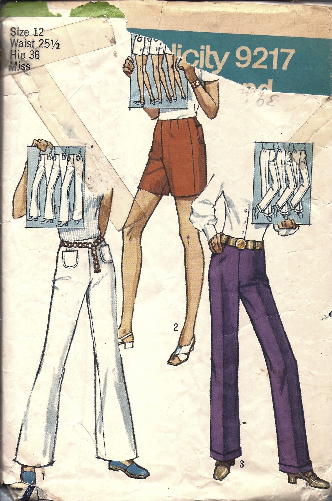 9217 Simplicity Vintage SEWING Pattern Misses 70's Set of Pants Shorts OOP SEW