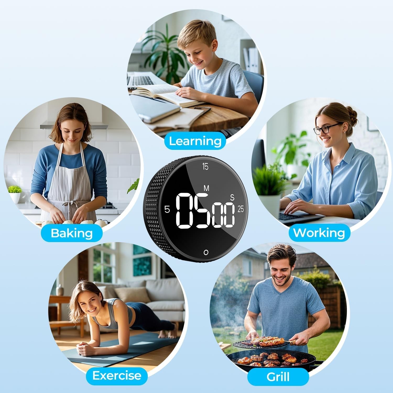 USB Rechargeable Magnetic Kitchen Timer for Cooking, Building 800mAh Battery ...