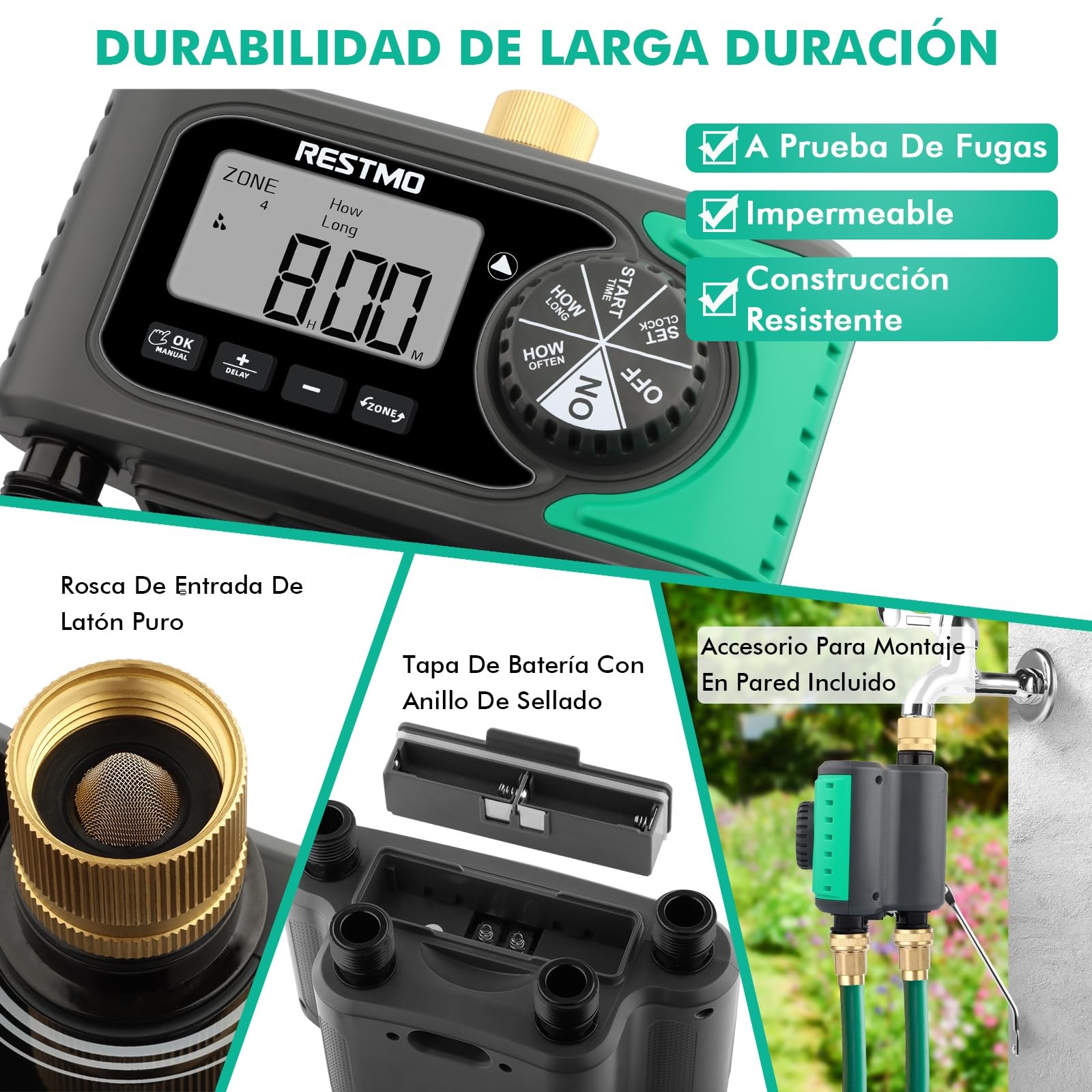 4Zone Sprinkler Timer, Programmable Water Timer for Garden Hose