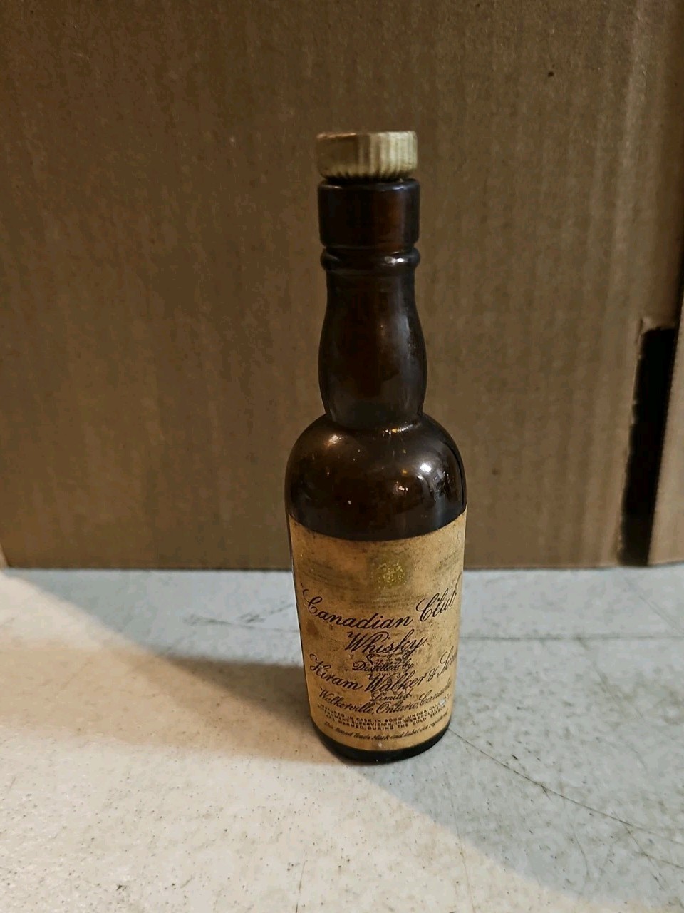 Vintage Canadian Club Whiskey Mini Amber Glass Liquor Bottle EMPTY