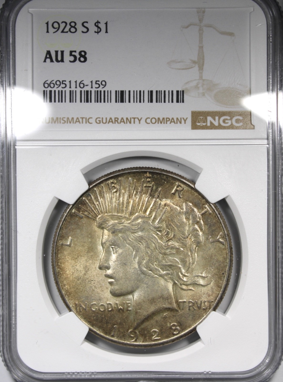 1928-S Peace Dollar NGC AU58 Circulated Key Date $1