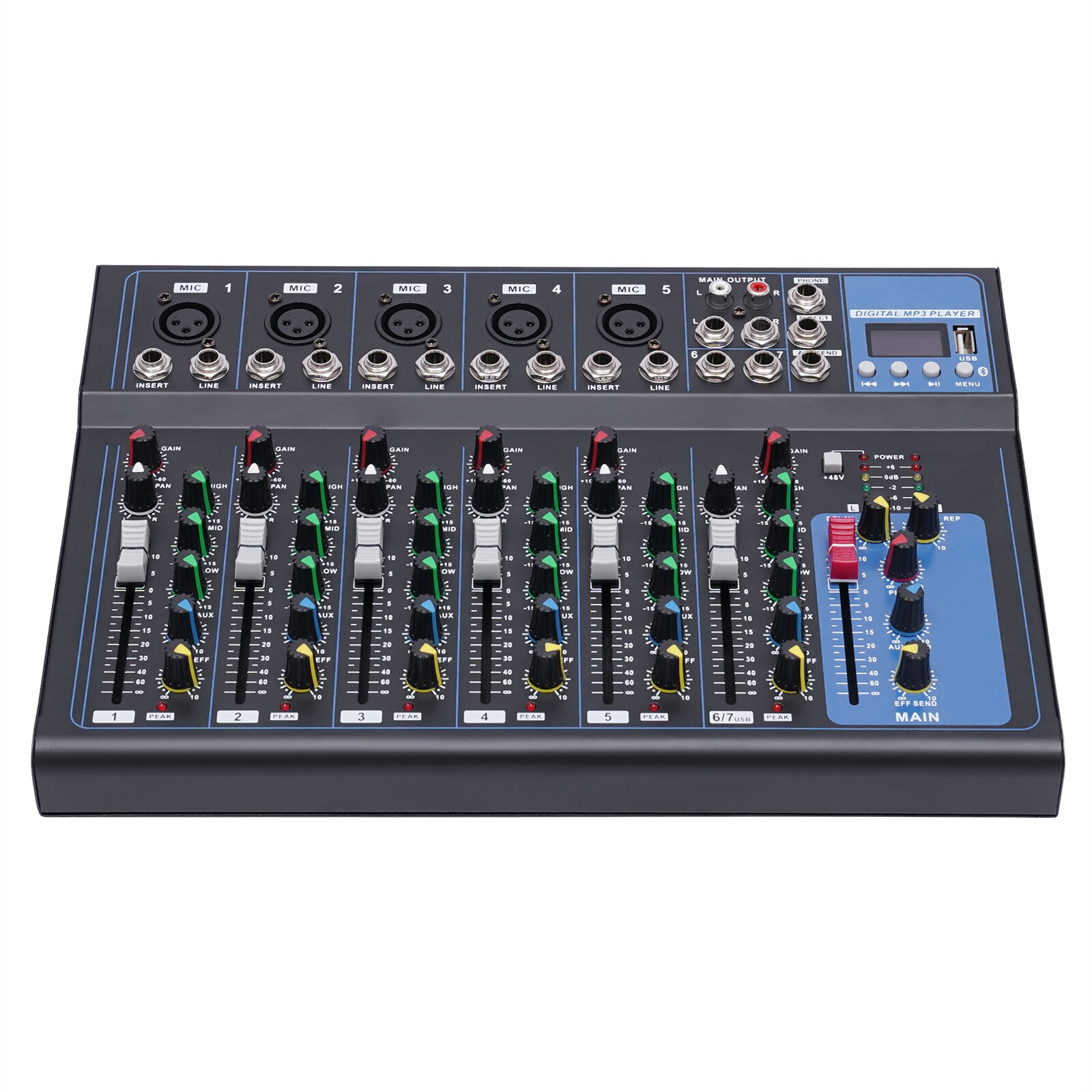 Channel Mixing Console Sound Live Studio Audio Mixer USB Bluetooth US