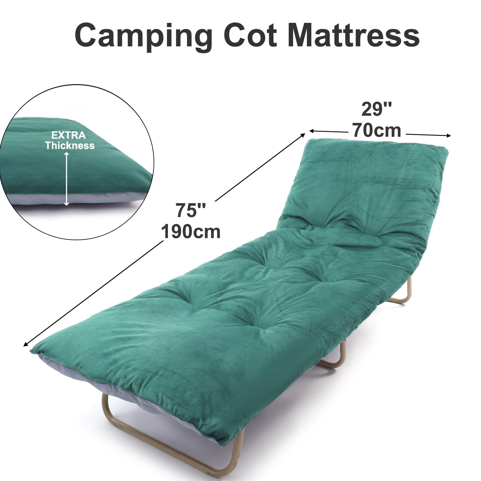 Folding Camping Cot Pad - Portable & Comfortable Outdoor Sleeping Mat with El...