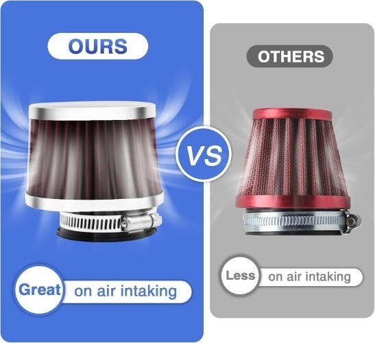 2PCS Motorcycle Air Filter Universal 55MM Replacement Engine F Size: 2PCS-55MM