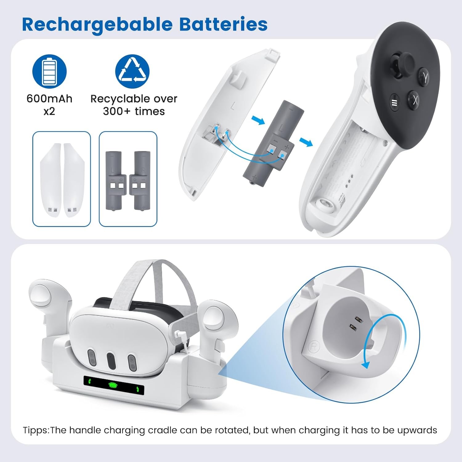 VR Charging Station Charger for Oculus/Meta Quest 3 Controller Storage Dock
