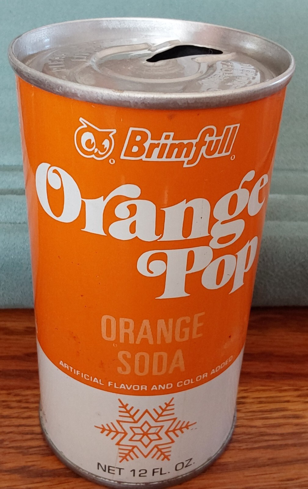 Brimfull ORANGE POP EMPTY Vintage Soda Can