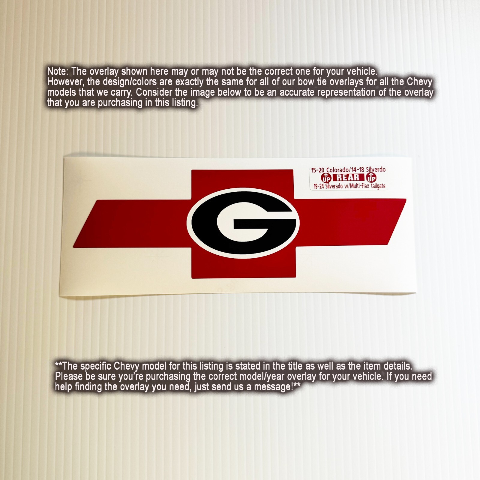 Fits 1999-2024 Silverado *ONLY* NONDOMED emblem overlay precut(Georgia Bulldogs)