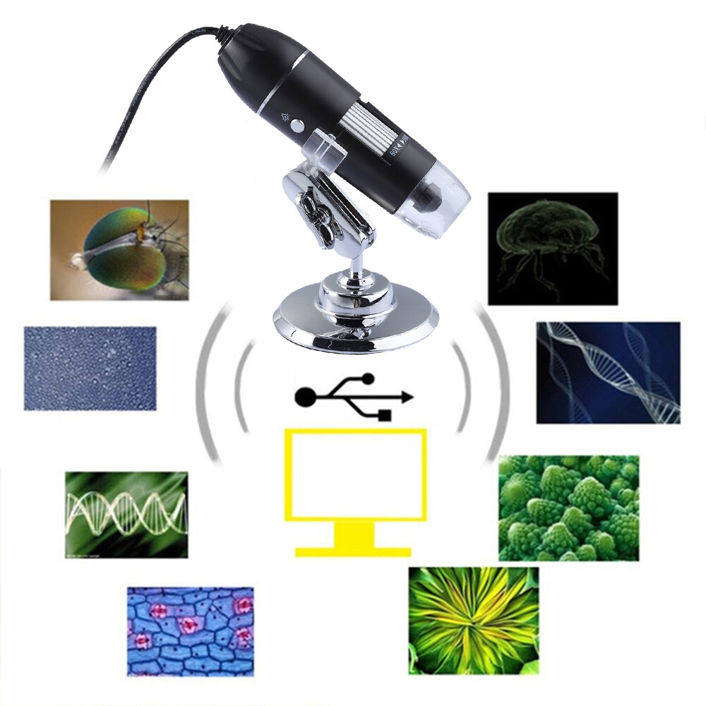 Real 1600X Digital Binocular Microscope USB Camera LED Android Phones Window PC