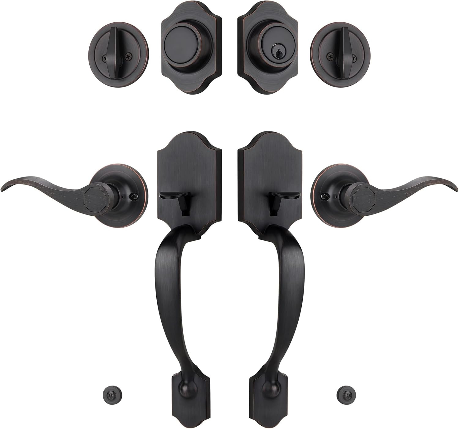 Double Front Door Handleset with Deadbolt – Oil-Rubbed Bronze Classic Entry