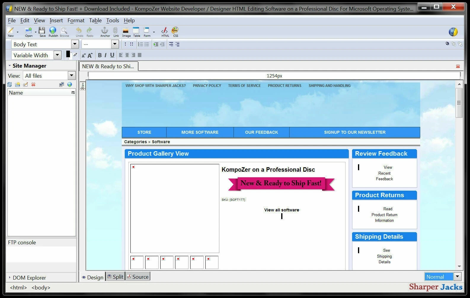 KompoZer Website Developer / Designer HTML Editing Software for Windows on USB
