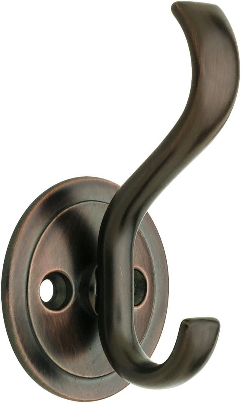 (1-Pack) Coat and Hat Wall Hooks Double Hooks for Mounted Hanging Venetian Bronz