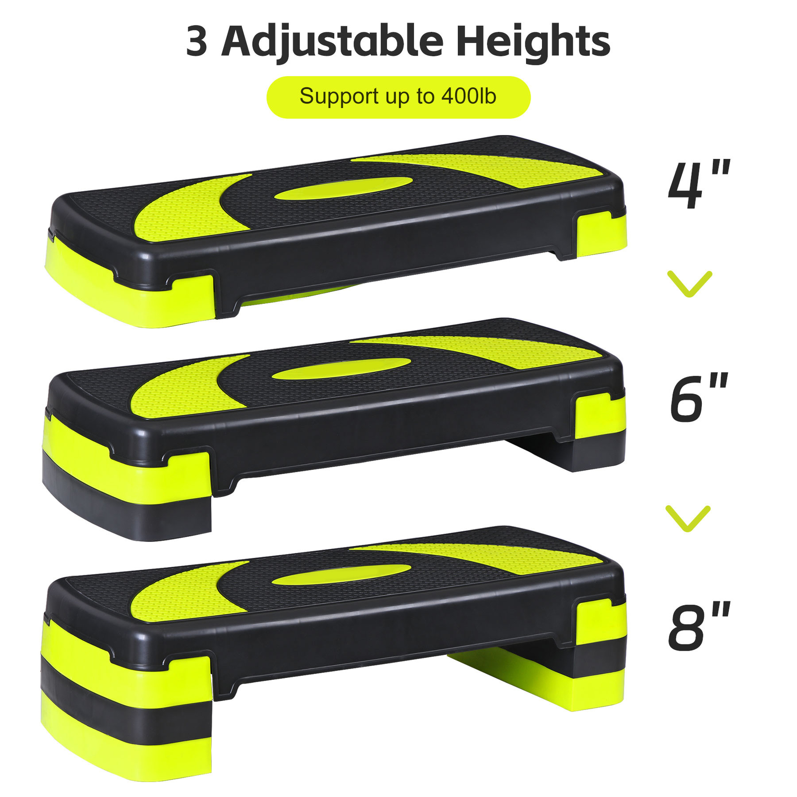 Adjustable Aerobic Stepper Workout Step with 4 Risers Exercise Platform Trainer