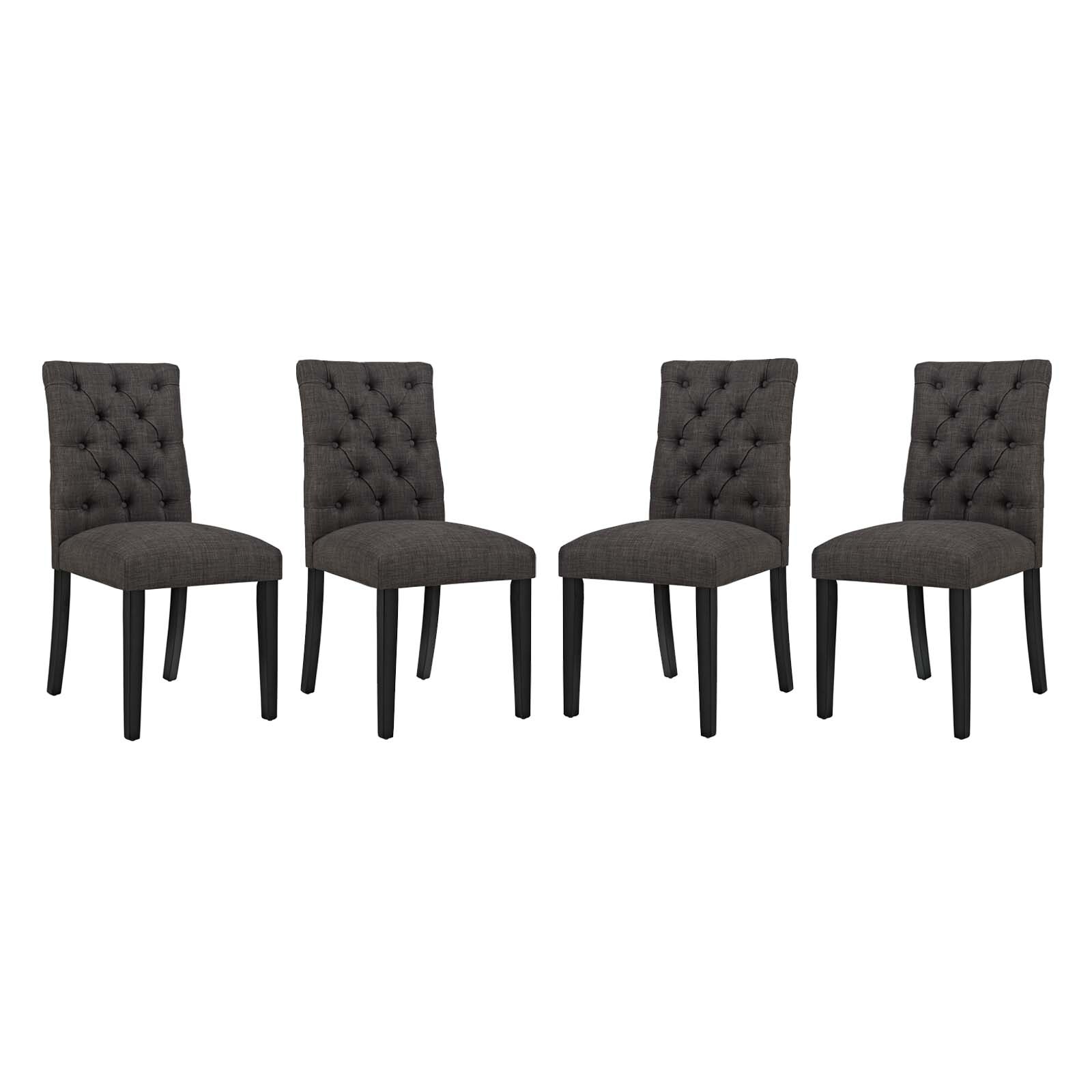 Modway Duchess Dining Chair Fabric Set of 4 in Brown