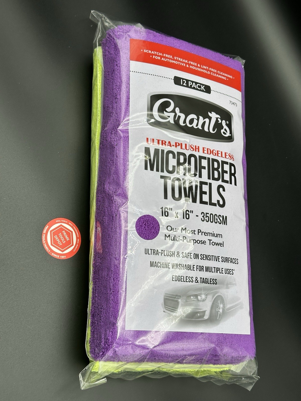 GRANT'S UltraPlush Edgeless Microfiber Towels 12-Pack Premium Detailing Cloths
