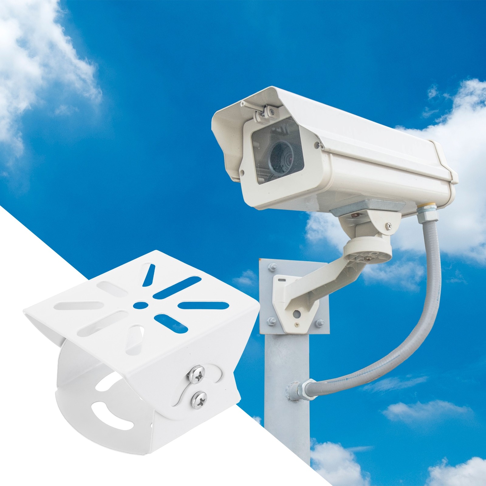 1 Pcs 2" Security Camera Joint Mounting CCTV IP Installation for Safety White