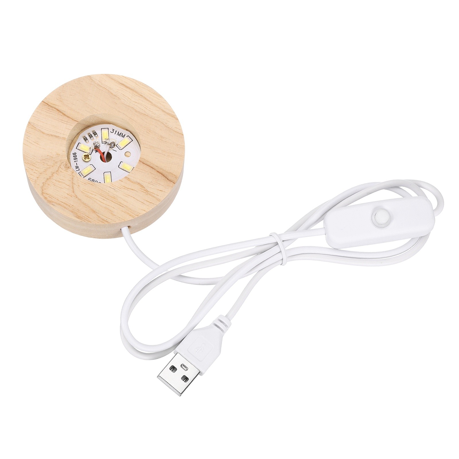LED Base Wood Light Display Base, 2.76In/7cm OD White Light