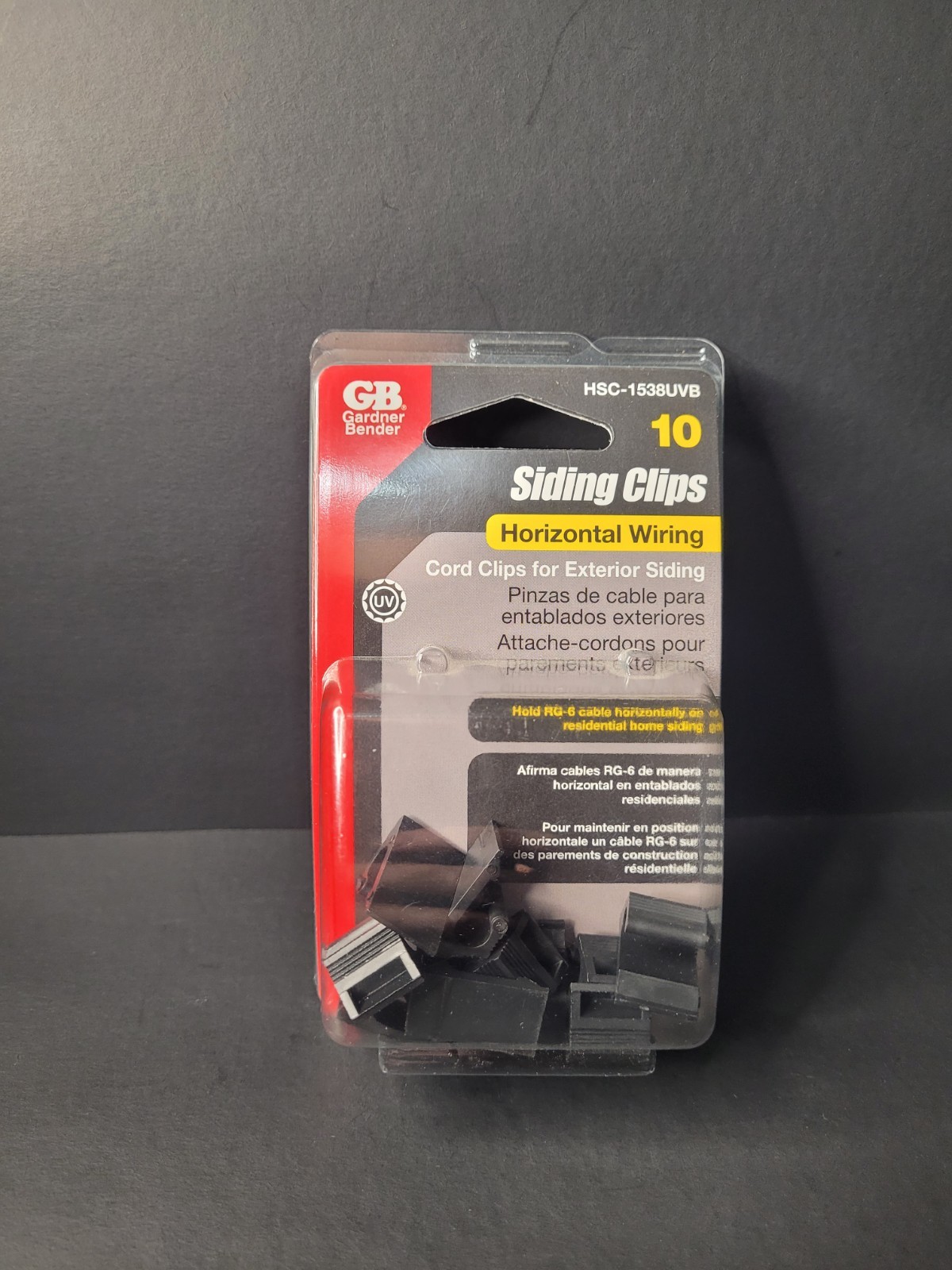 NIP Pack of 10 Black Horizontal Wiring Exterior Siding Cord Clips RG-6 Cable UV