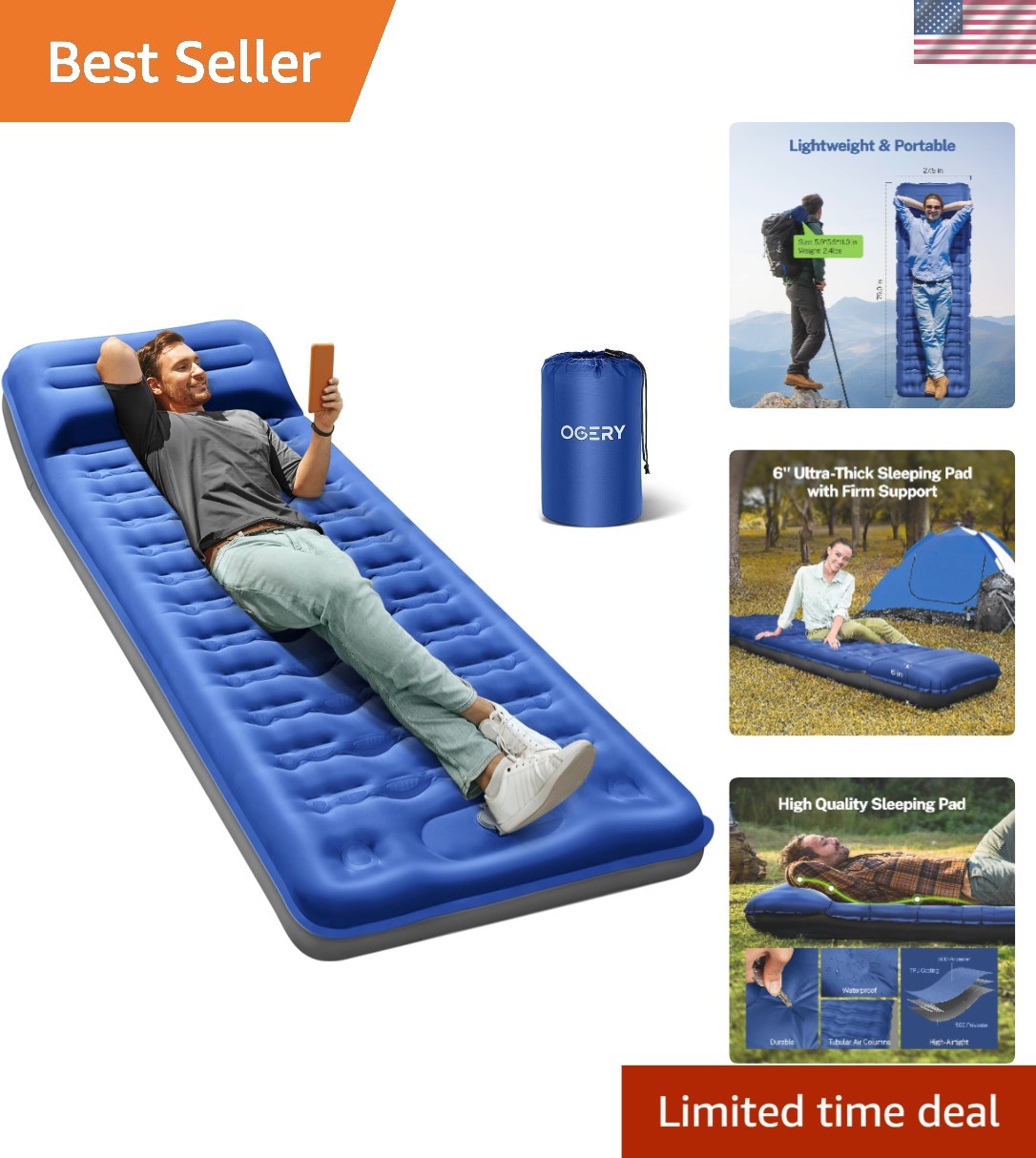 Durable 6'' Air Mattress for Tent Camping – Lightweight & Space-Efficient
