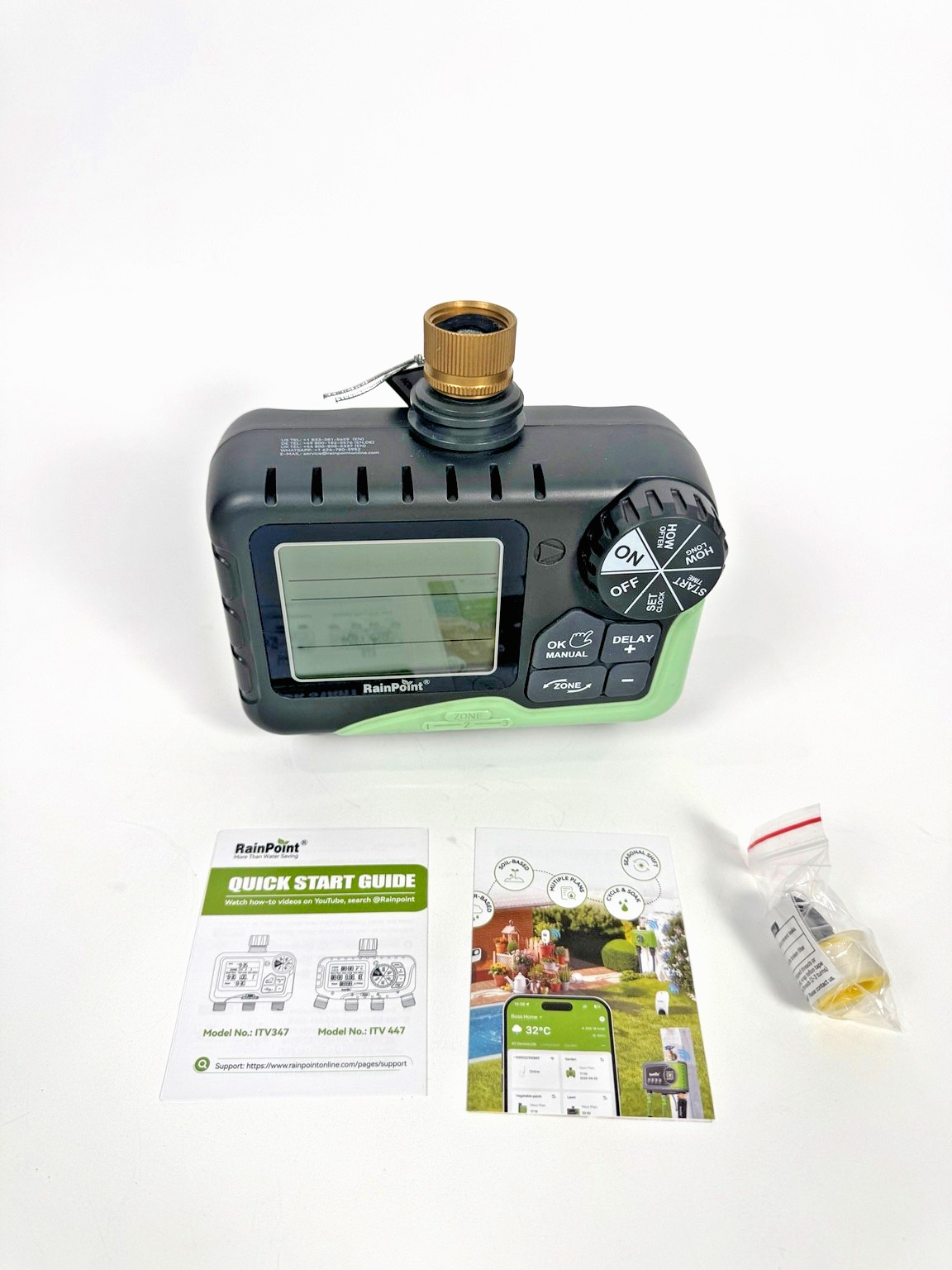 RainPoint ITV347 3-Zone Water Timer Garden Hose Sprinkler Controller USED