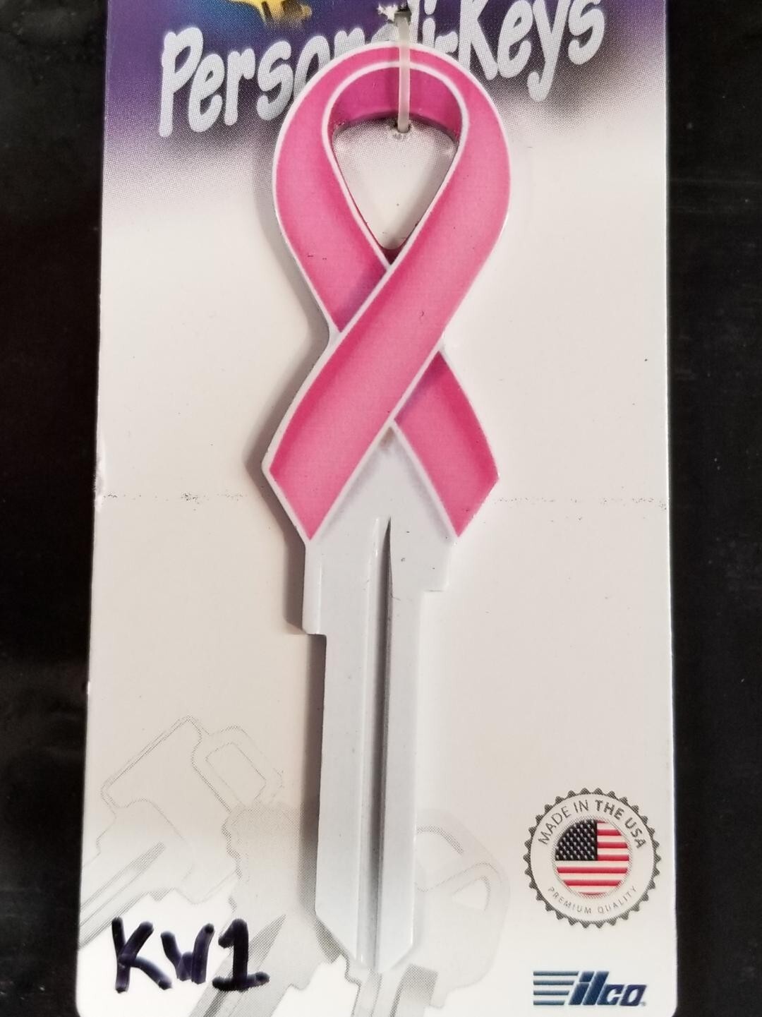 PINK RIBBON BREAST CANCER SHAPED KWIKSET KW1/KW10 KEYBLANK - READ DETAILS BELOW