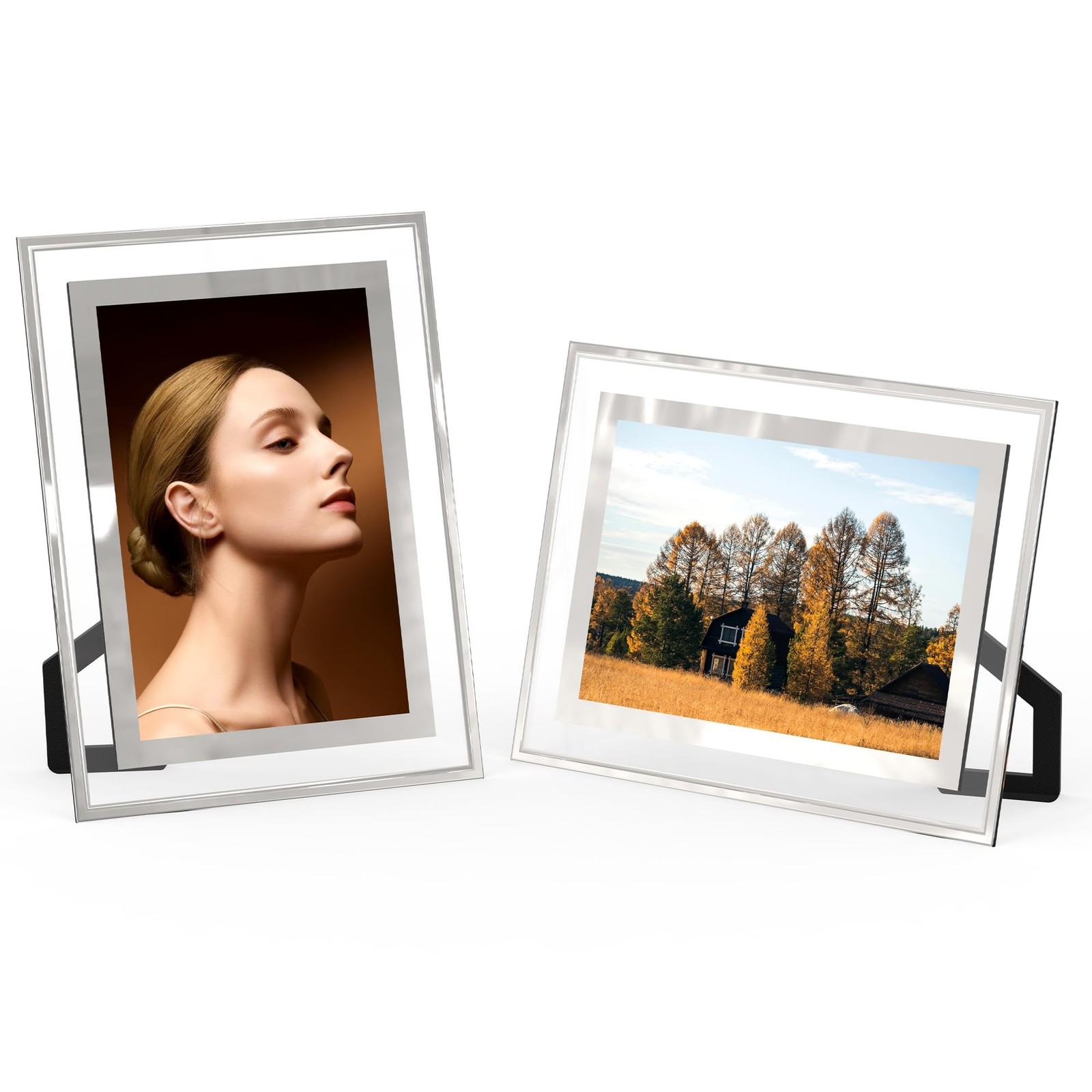4x6 Picture Frames Set of 2, Desktop Clear Glass Photo Frame Horizontal or Ve...