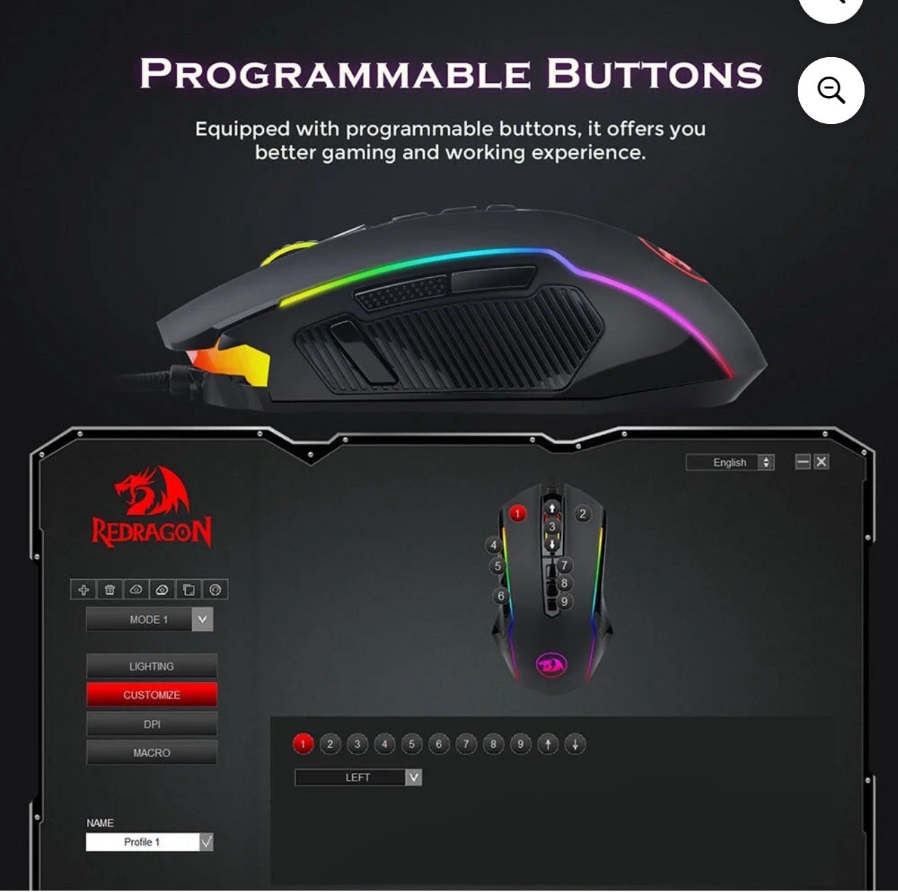 Redragon Ranger Basic RGB Gaming Mouse M910-K New Sealed In Box