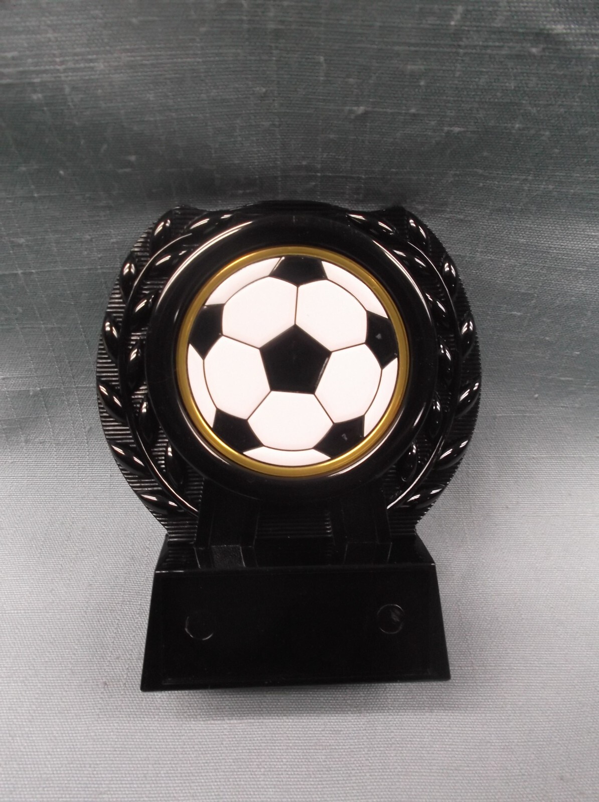 SOCCER trophy award black holder color enameled metal ball insert