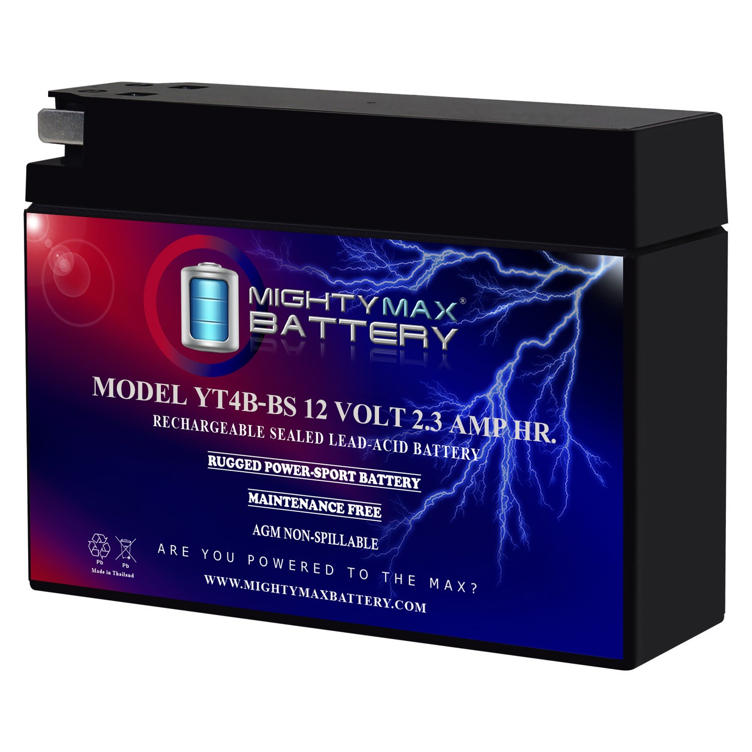 Mighty Max YT4B-BS 12V 2.3Ah AGM Battery Compatible with TDPro YT4B-5/GT4B-5-BS