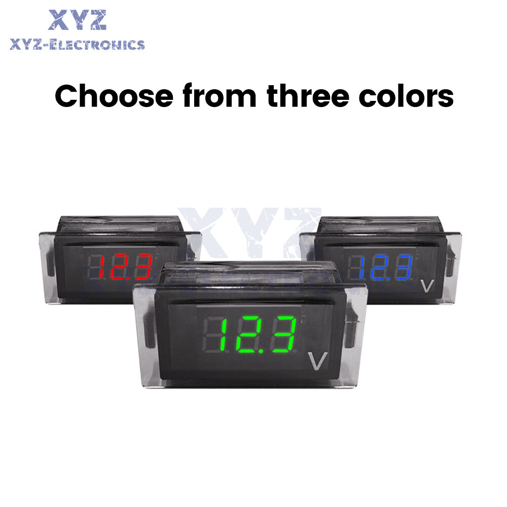 3-Digit DC12~24V Digital Voltmeter High Precision LED Panel Type Waterproof