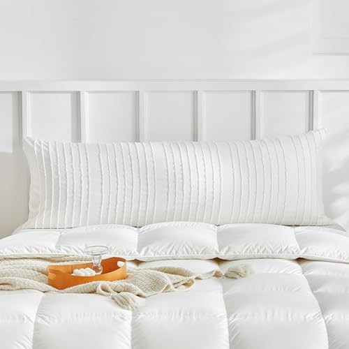 White Striped Pillow Covers Body Pillow 20" x 54" (Pack of 1) White-striped