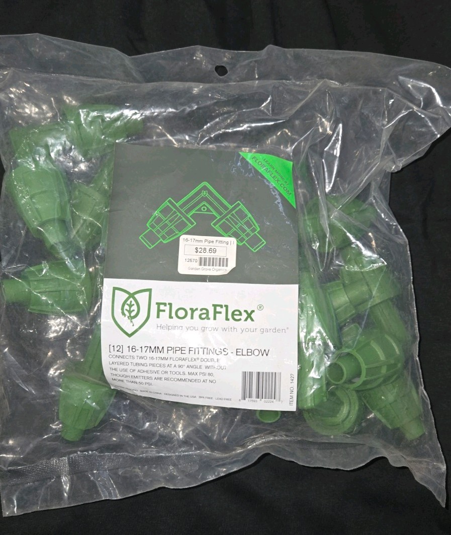 FloraFlex 16-17mm Pipe Elbow Irrigation Fittings 12 Pack MPN 1427