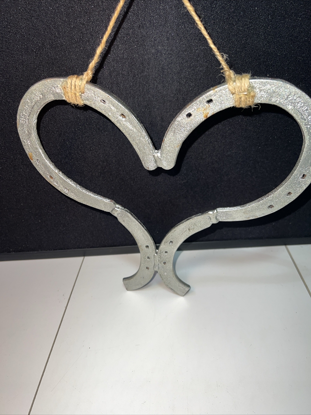 Welded Horseshoe Heart Artwork  Love Western Wall Decor Ranch Horses