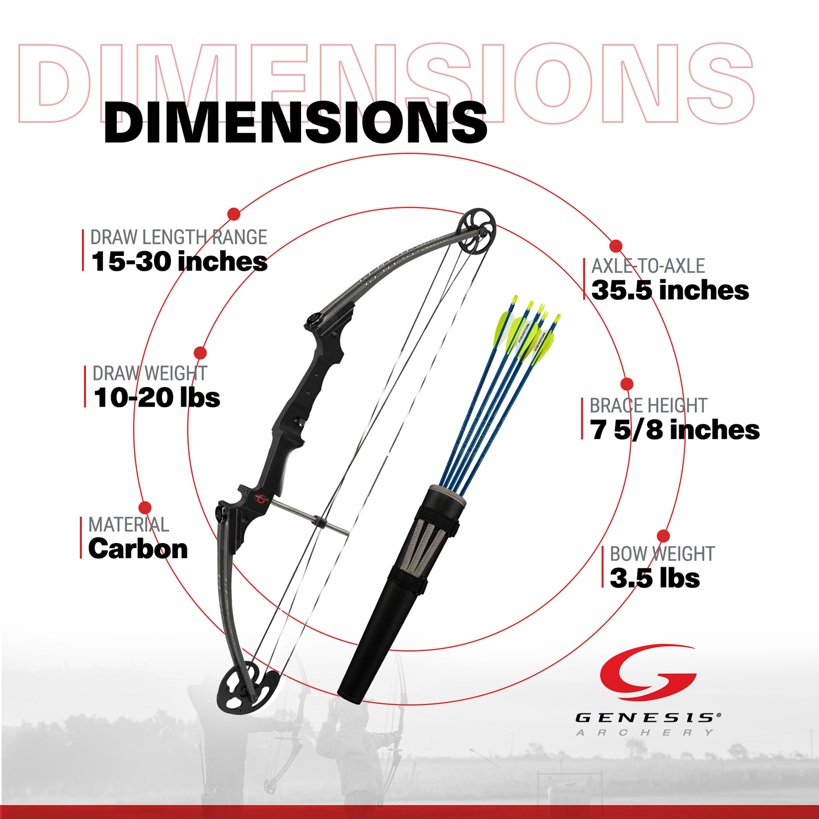 Genesis Original Lightweight Archery Compound Bow/Arrow Set, Right Handed,Carbon