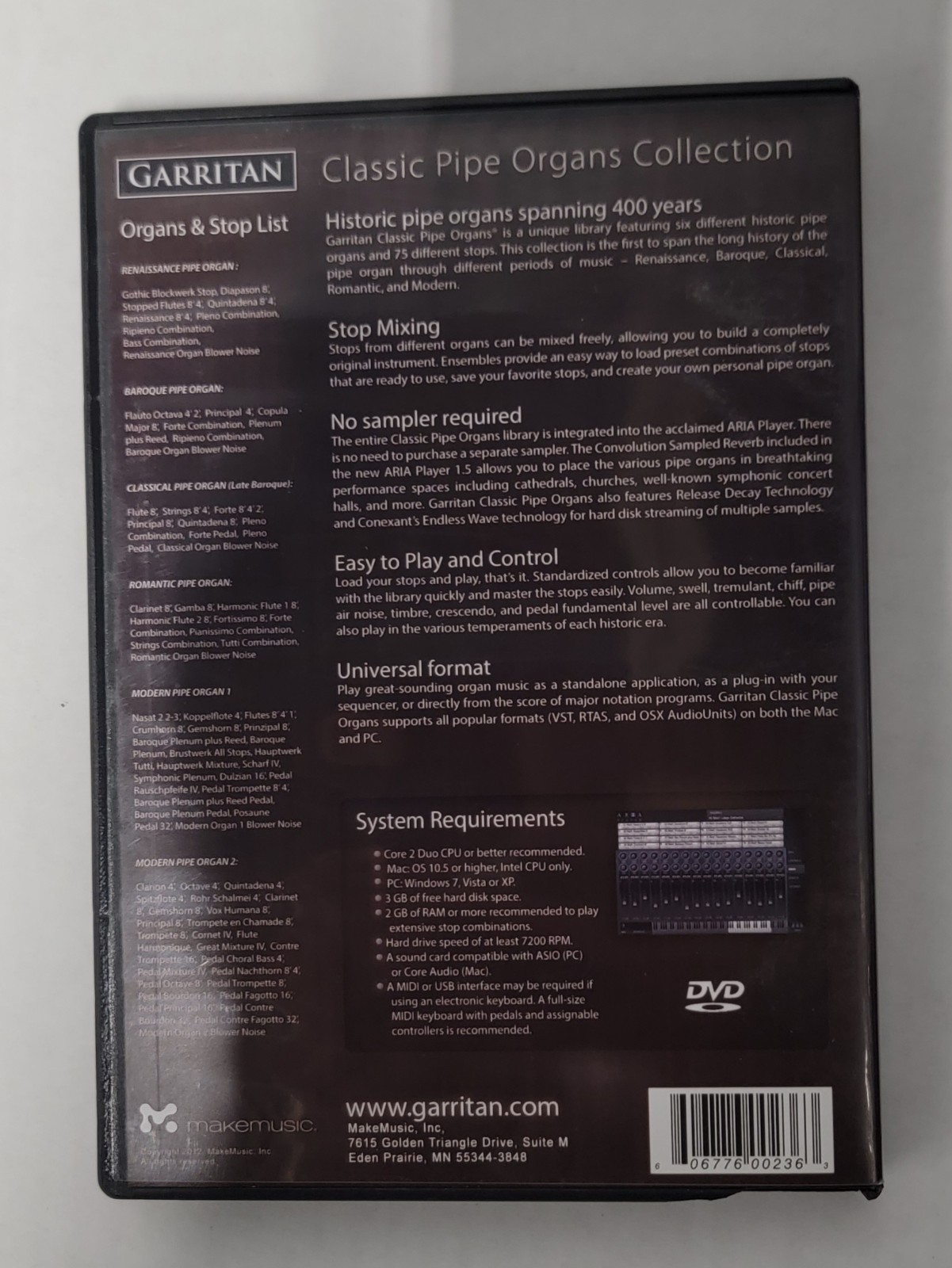 Garritan Organ - Classic Pipe Organs Collection (Windows/Mac DVD, 2012)