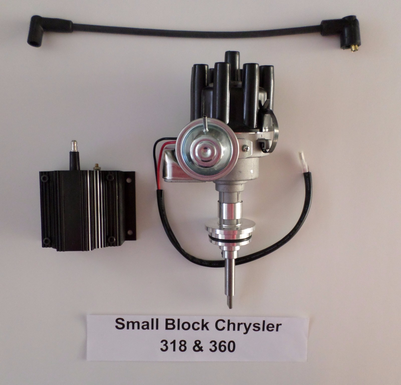 CHRYSLER 318 & 360 BLACK Small Female Cap HEI Distributor + 50,000 volt Coil-NEW