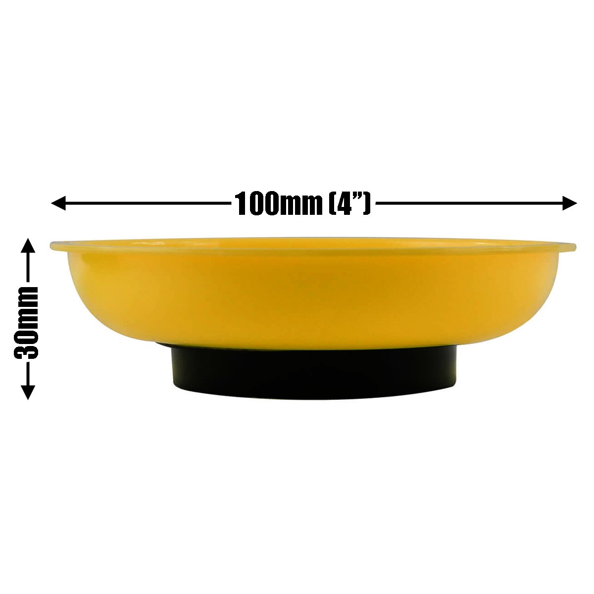 3pc Magnetic Parts Trays Hi-Vis Yellow 100mm 4" Round Dish for Nuts Bolts Screws