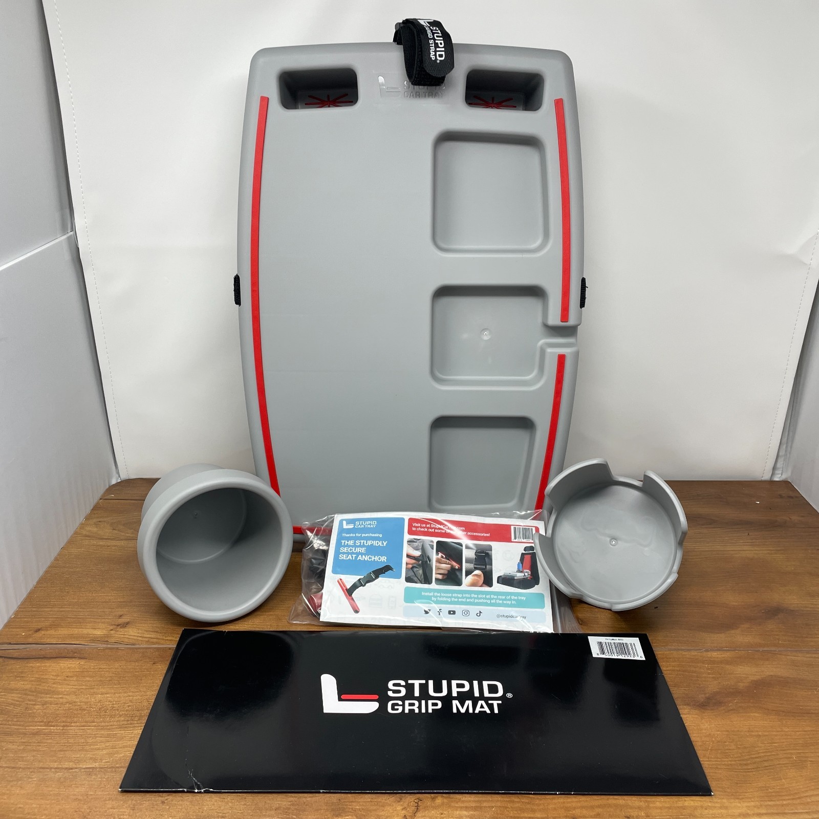 STUPID Car Tray Bundle Car Organizer Includes Removeable Cup Mug Holder Mat