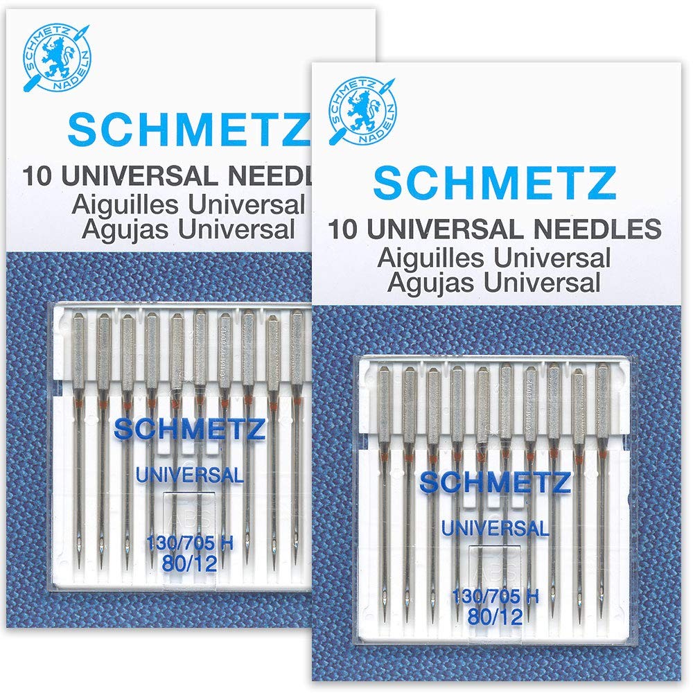 Schmetz Universal Sewing Machine Needles - Size 80/12-2 2 Cards, white|blue